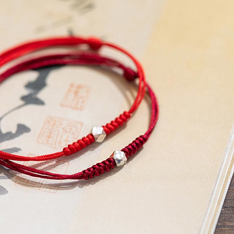 Buddha Stones 925 Sterling Silver Luck Bead Protection Red String Braided Bracelet Bracelet BS 4