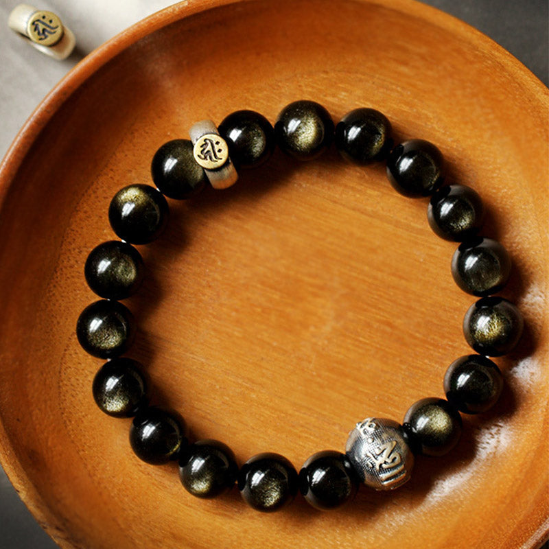 Buddha Stones Chinese Zodiac Obsidian Purification Bracelet - image 2