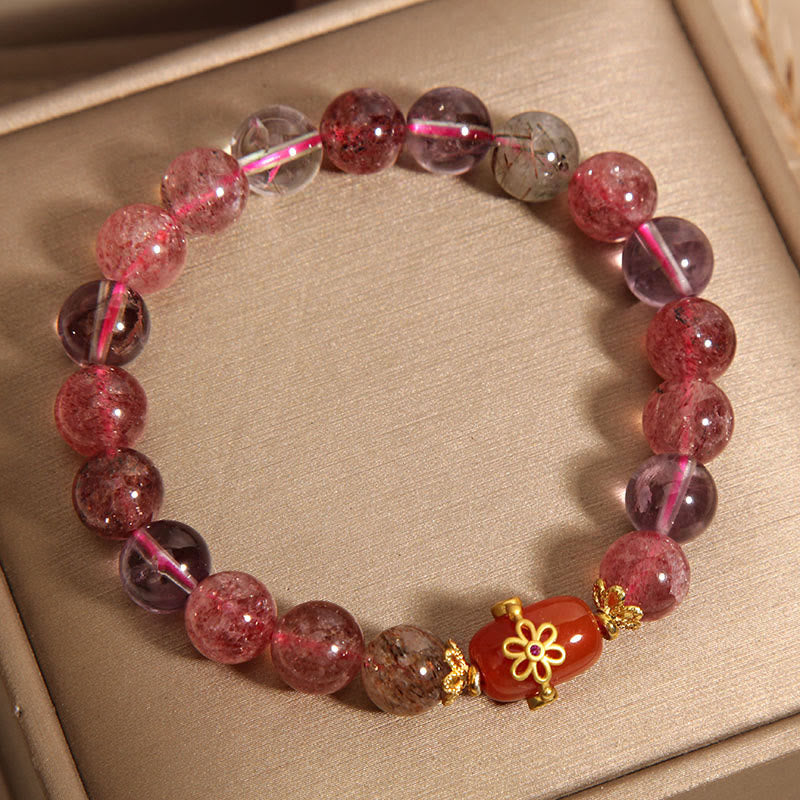 Buddha Stones Natural Super Seven Crystal Red Agate Positivity Bracelet Bracelet BS 8