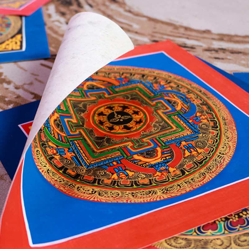 Buddha Stones Tibetan Handmade Thangka Painting Blessing Thangka Blind Box Random Color Pattern Tibetan Thangka BS 8