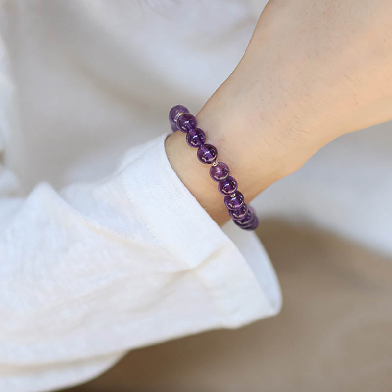 Buddha Stones Amethyst Crystal Moon Star Healing Bracelet Bracelet BS 3
