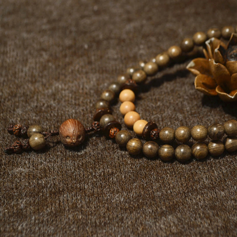 Buddha Stones Tibetan Sandalwood Protection Charm Mala Bracelet Mala Bracelet BS 8