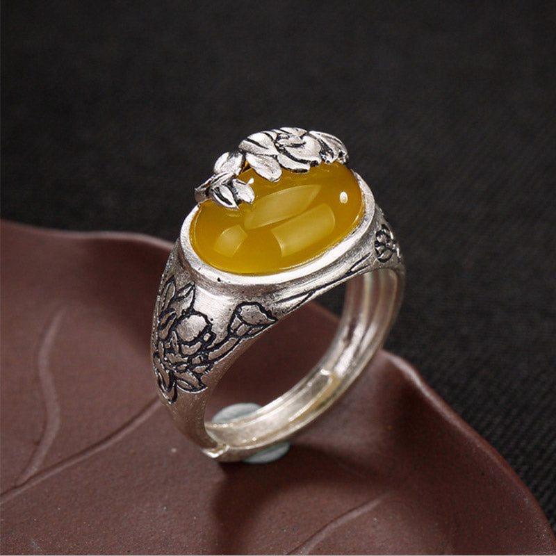 Bague de protection ajustable Bénédiction du lotus en citrine Foviel