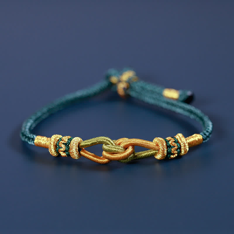 Buddha Stones Handmade Knotting Faith Strength Braid String Bracelet Bracelet BS Green 18cm