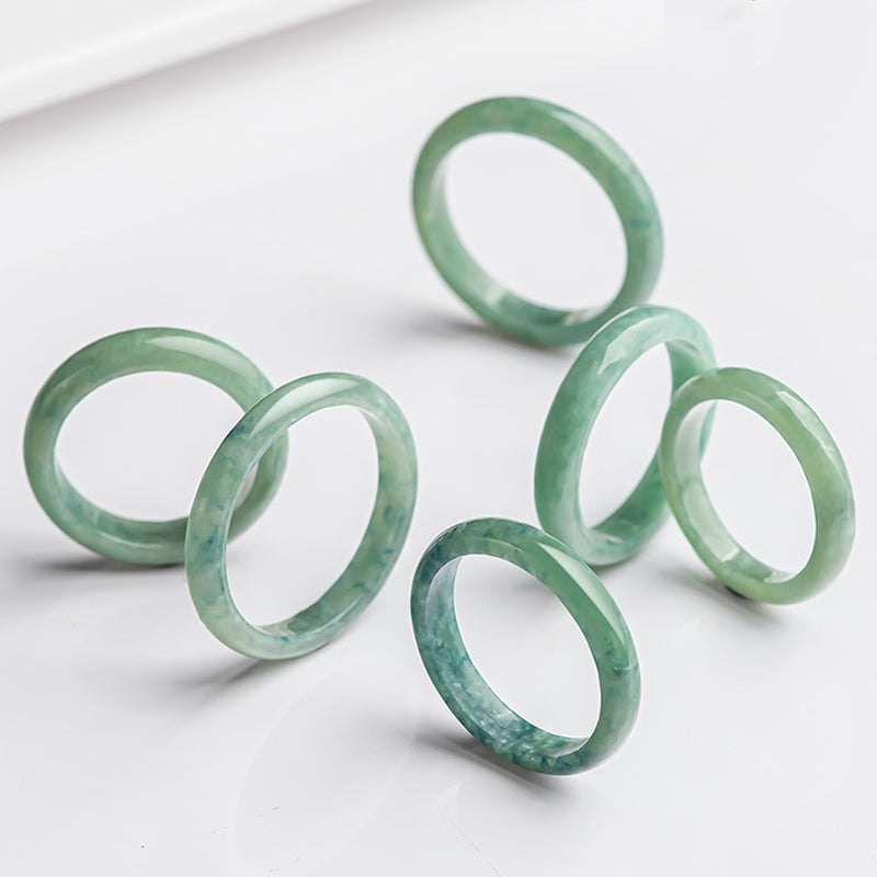 Buddha Stones Natural Jade Prosperity Abundance Ring Ring BS 1