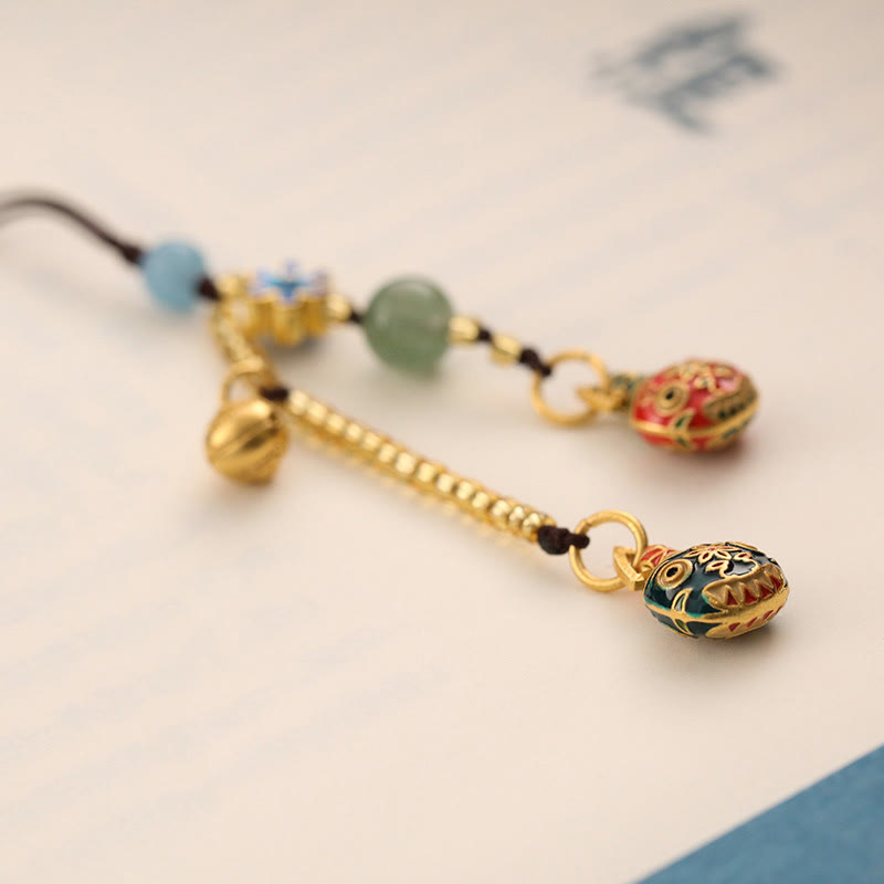 Buddha Stones Gold Swallowing Beast Family Luck Key Chain Key Chain BS 2