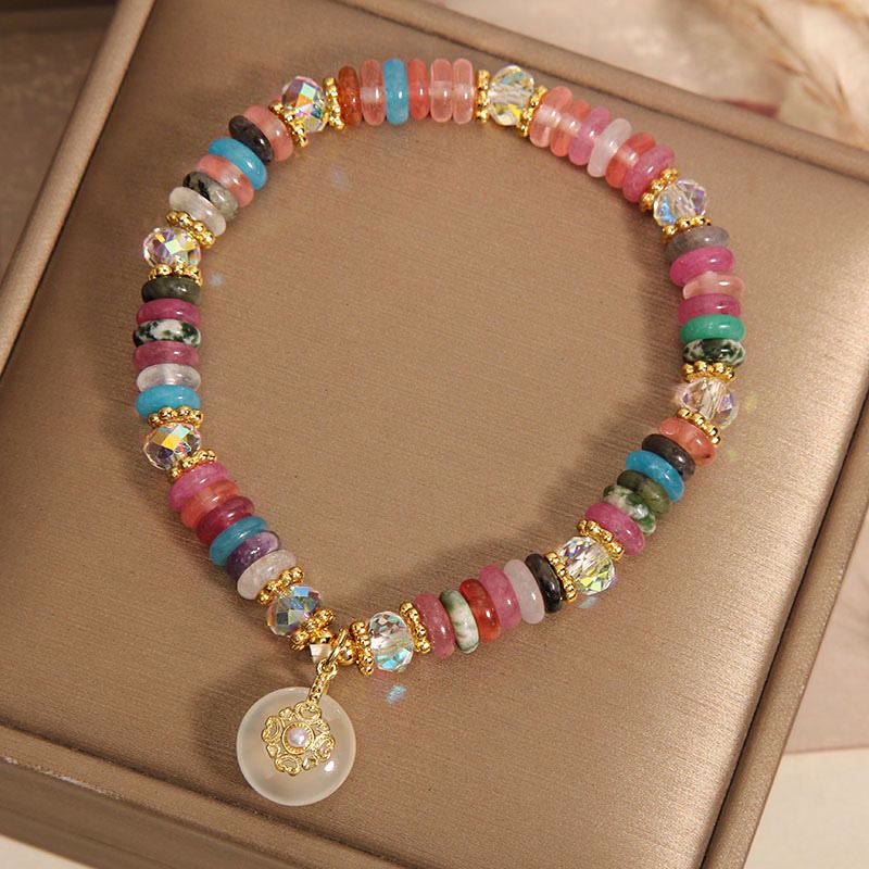 Buddha Stones Various Crystal Peace Buckle Auspicious Bracelet Bracelet BS 6