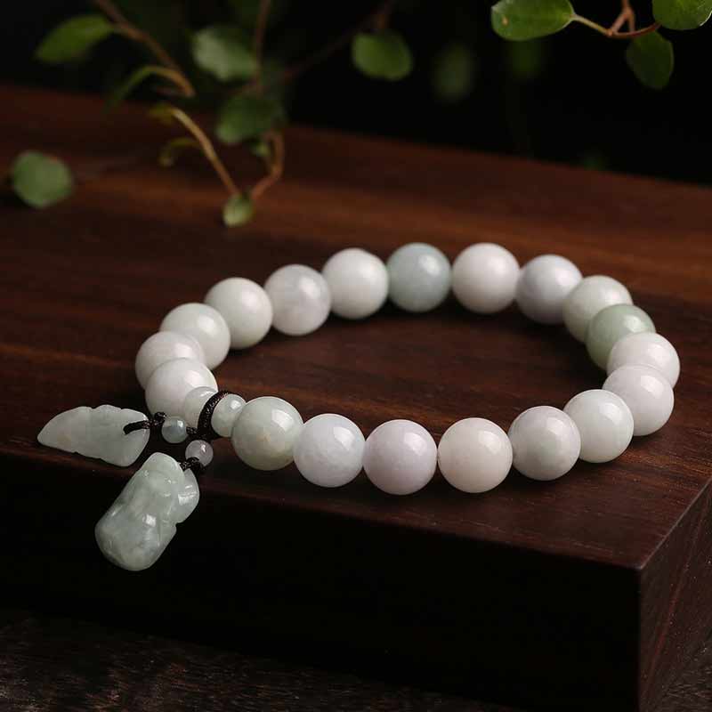 Buddha Stones Natural Jade Pi Xiu Gourd Apple Success Bracelet - image 2