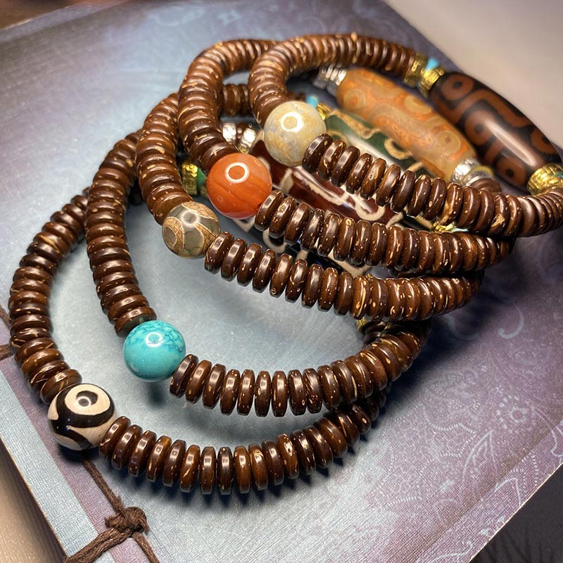 Buddha Stones Tibetan Nine-Eye Dzi Bead Wealth Bracelet Bracelet BS 6