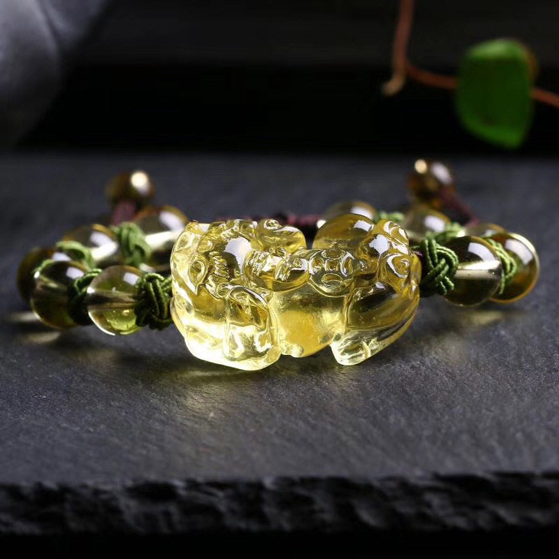 Bracelet de protection de richesse Foviel en citrine naturelle Pixiu