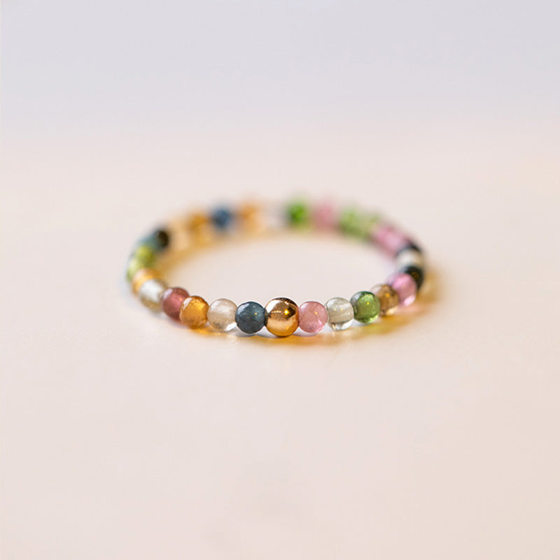 Buddha Stones Natural Tourmaline Positive Love Ring Ring BS 6