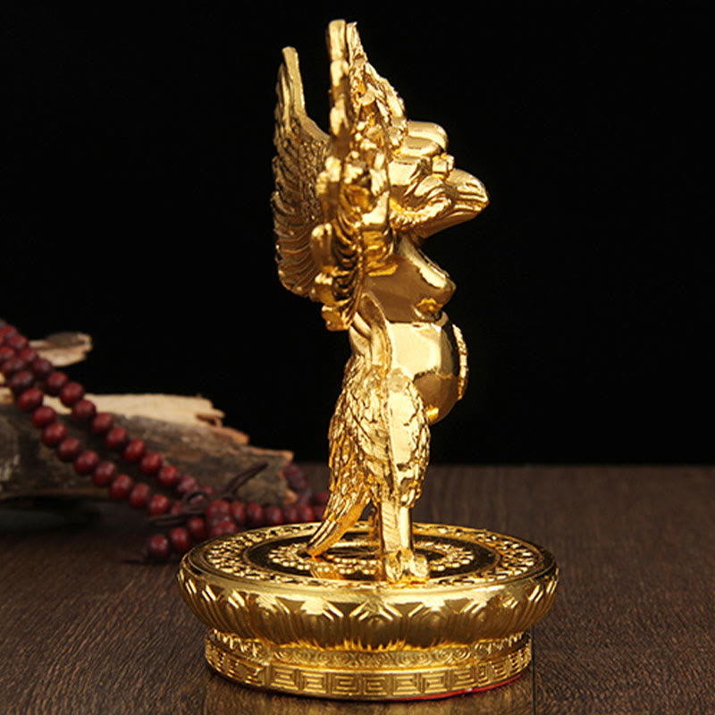 Buddha Stones Tibetan Gold Garuda Bird Alloy Protection Home Decoration Decorations BS 6