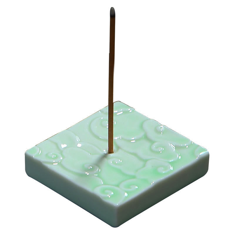 Buddha Stones Mini Auspicious Clouds Design Healing Stick Ceramic Small Incense Burner Decoration Incense Burner BS 6