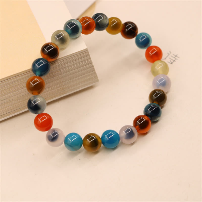 Buddha Stones Colorful Candy Agate Healing Strength Bead Bracelet Bracelet BS 12
