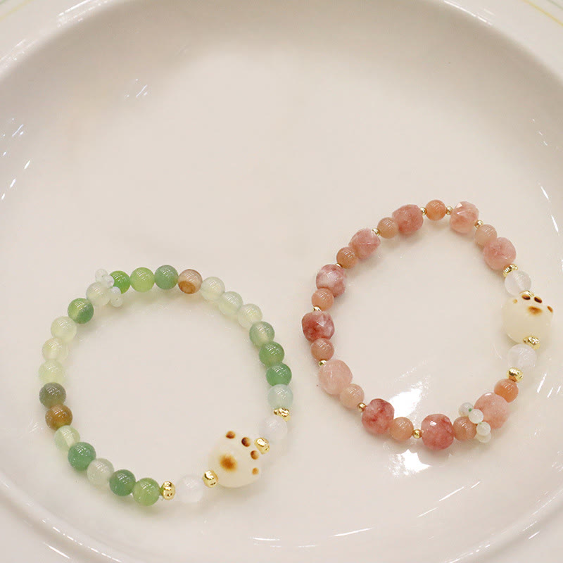 Buddha Stones Green Agate Sun Stone Cat's Eye Bodhi Seed Cat Paw Support Bracelet Bracelet BS 7
