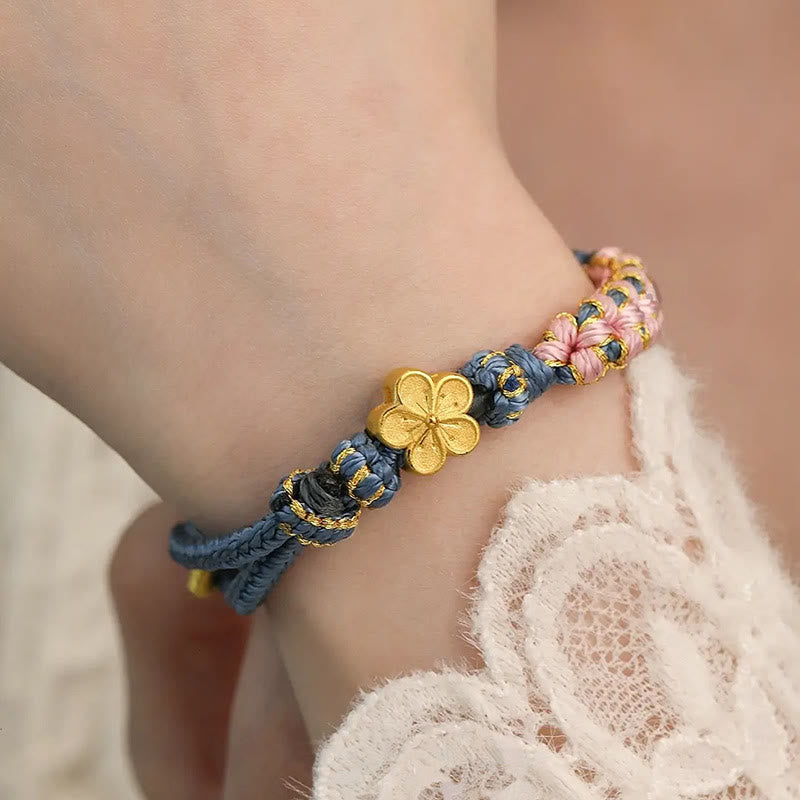 Buddha Stones Peach Blossom Design Wealth String Bracelet Bracelet BS 5