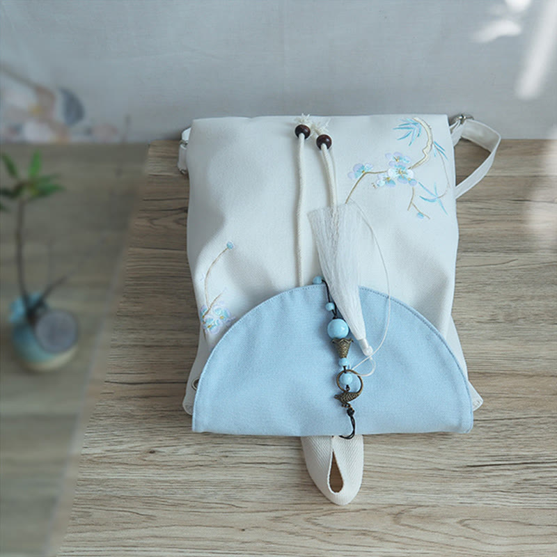Buddha Stones Handmade Embroidered Large Capacity Canvas Backpack Backpack BS 43