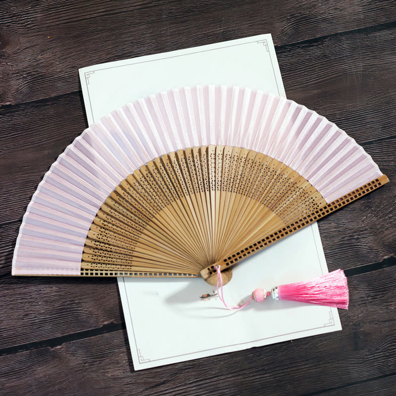 Buddha Stones Vintage Handheld Folding Fan With Bamboo Frames Folding Fan BS 11
