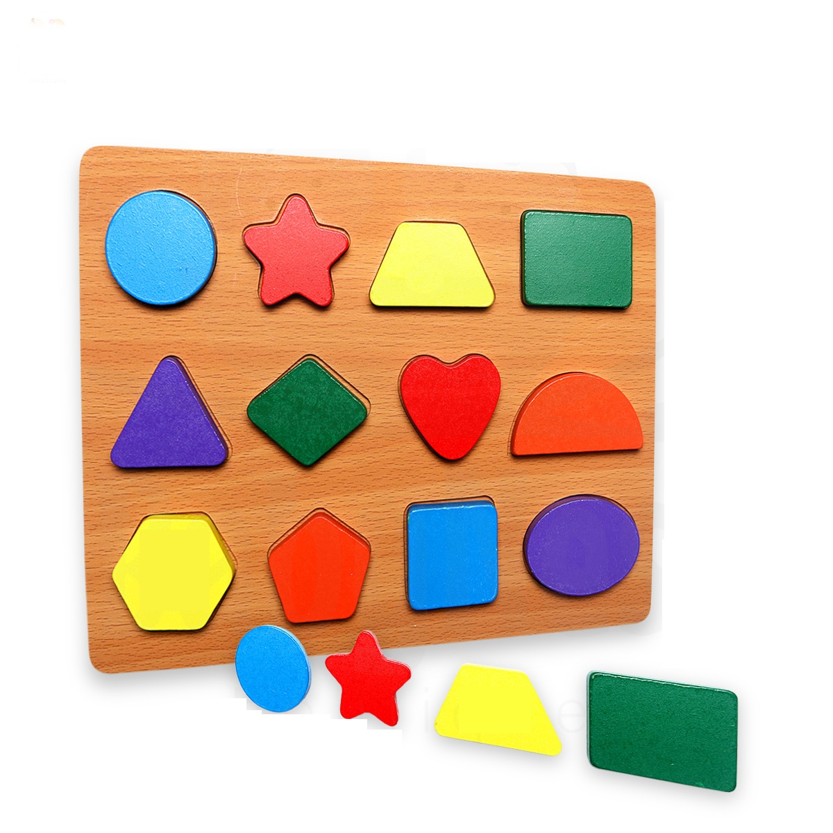 Fidtoy Wooden Shape Sorting Puzzle Board for Toddlers, Montessori Color Shape Number Letter Learning Toy, Preschool Fine Motor Educational Puzzle Ages 2+