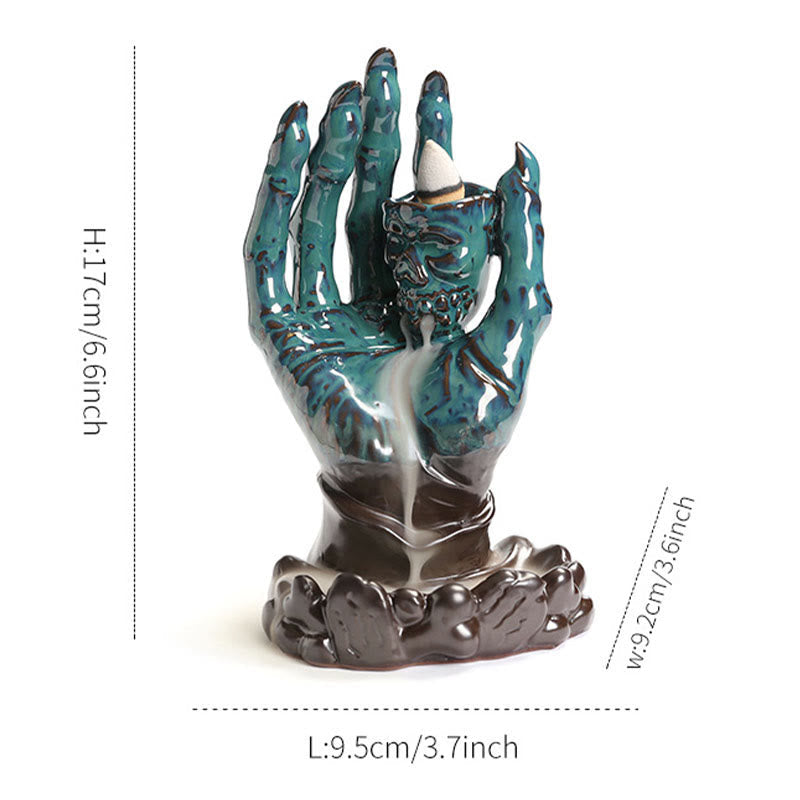 Buddha Stones Halloween Ghost Hand Skull Head Ceramic Peace Healing Incense Burner Decoration Incense Burner BS 15
