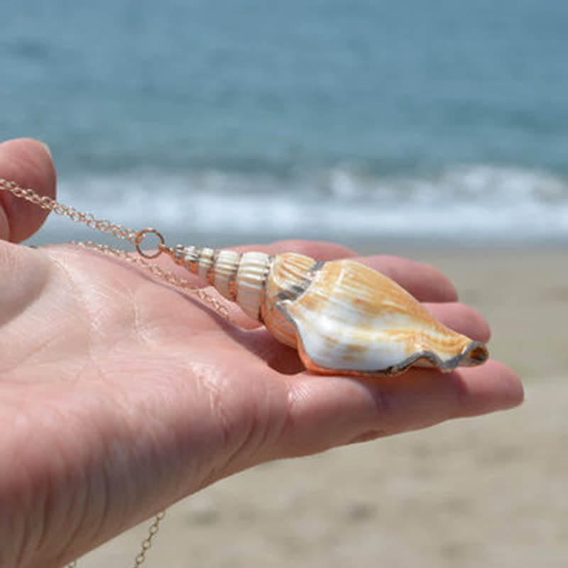 Buddha Stones Natural Shankha Conch Shell Seashell Lucky Necklace Pendant Necklaces & Pendants BS 2