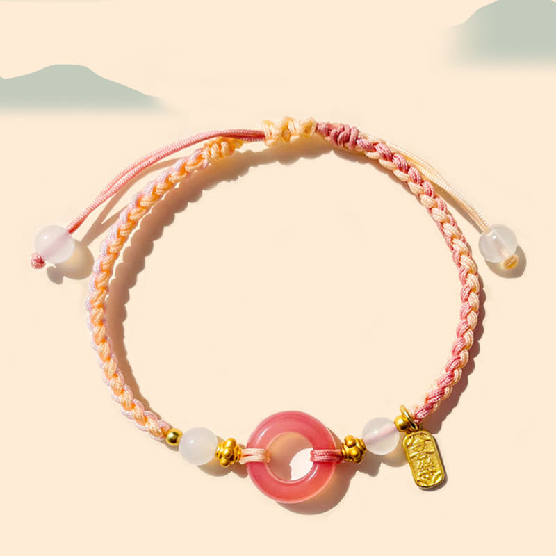 Buddha Stones Peace And Joy Agate Peace Buckle Auspicious Handmade Braided Bracelet Bracelet BS 6