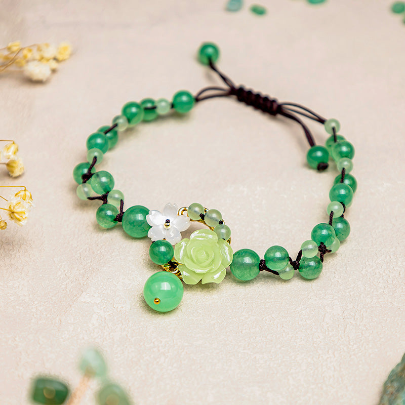 Buddha Stones Financial Success Jade Braided Weave Prosperity Abundance Anklet Anklet BS Jade (Prosperity ♥ Abundance)