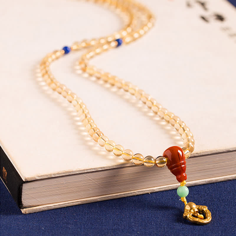 925 Sterling Silver 108 Mala Beads Natural Citrine Red Agate Amber Pleasure Charm Bracelet Mala Bracelet BS 10