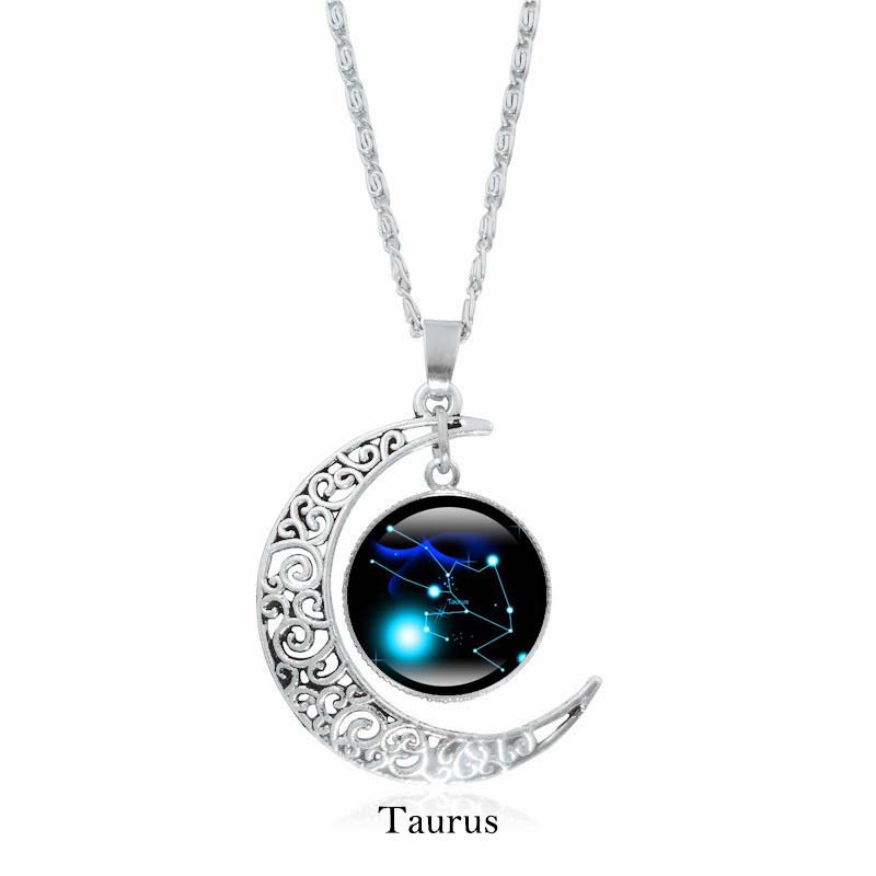 Buddha Stones 12 Constellations of the Zodiac Moon Protection Necklace Chain Pendant Necklaces & Pendants BS Taurus