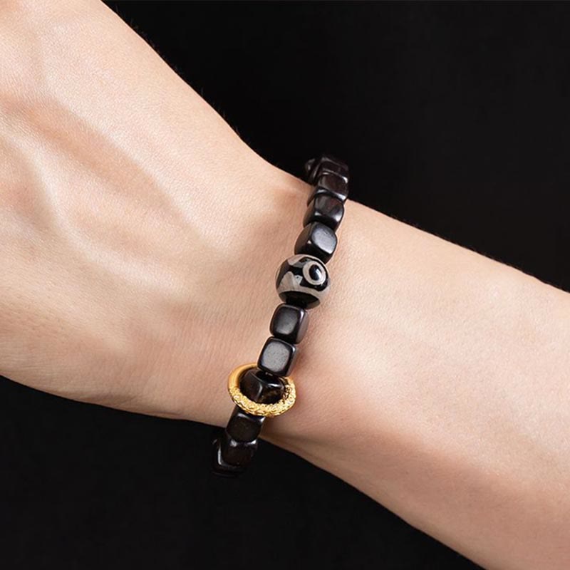 Buddha Stones Tibetan Ebony Wood Dzi Bead Balance Calm Bracelet Bracelet BS 8