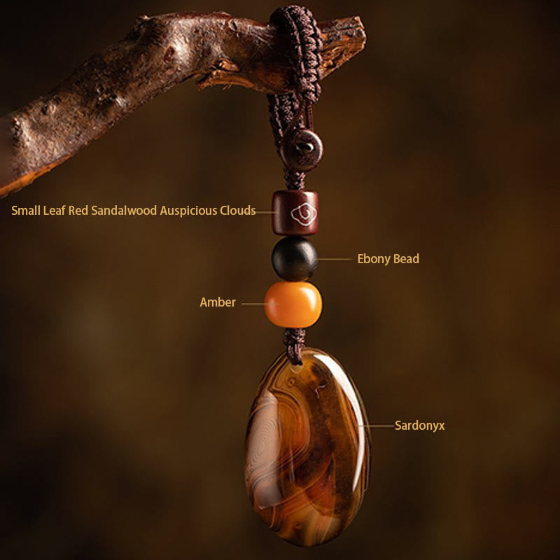 Buddha Stones Random Sardonyx Stone Positive Key Chain Key Chain BS 3