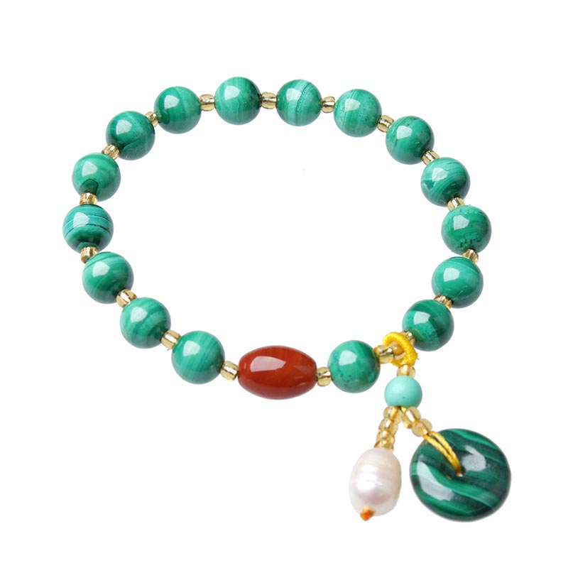 Buddha Stones Natural Malachite Red Agate Bead Protection Charm Bracelet Bracelet BS 5