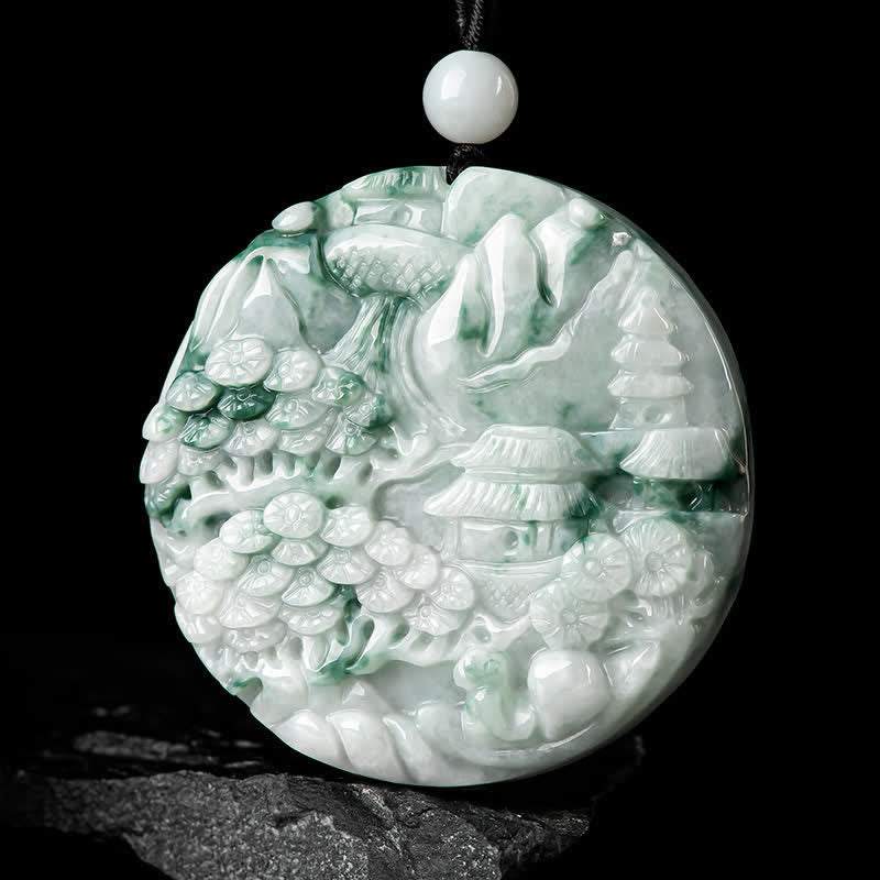 Buddha Stones Mountain Landscape Jade Abundance String Necklace Necklaces & Pendants BS 1