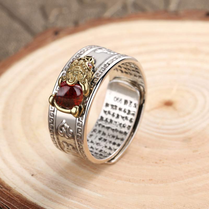 Buddha Stones Red Agate PiXiu Wealth Ring Rings BS 1