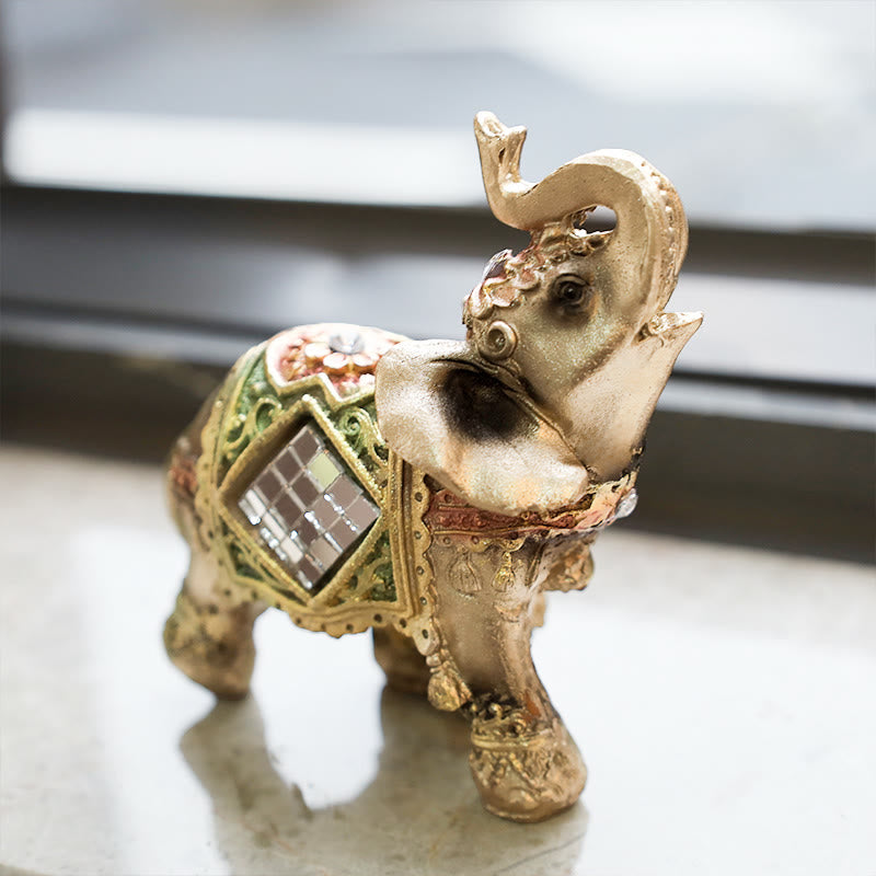 Buddha Stones Lucky Feng Shui Green Elephant Statue Sculpture Wealth Figurine Gift Home Decoration Decorations BS 2