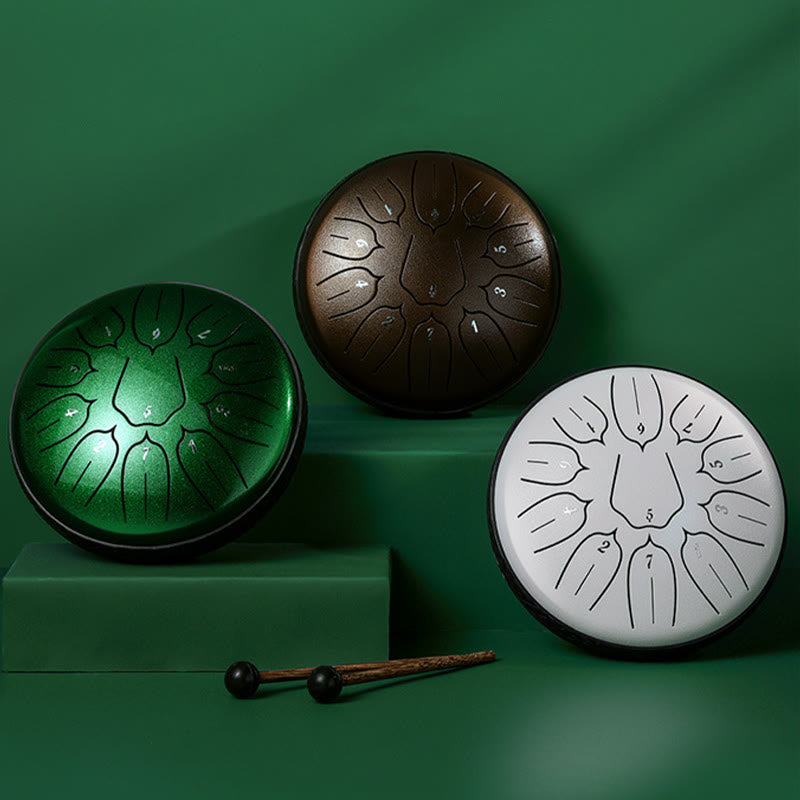 Buddha Stones Steel Tongue Drum Sound Healing Meditation Yoga Lotus Drum Kit 11 Note 6 Inch Tongue Drum BS 1