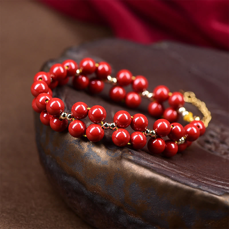Buddha Stones Natural Cinnabar Beaded Blessing Bracelet Bracelet BS 4