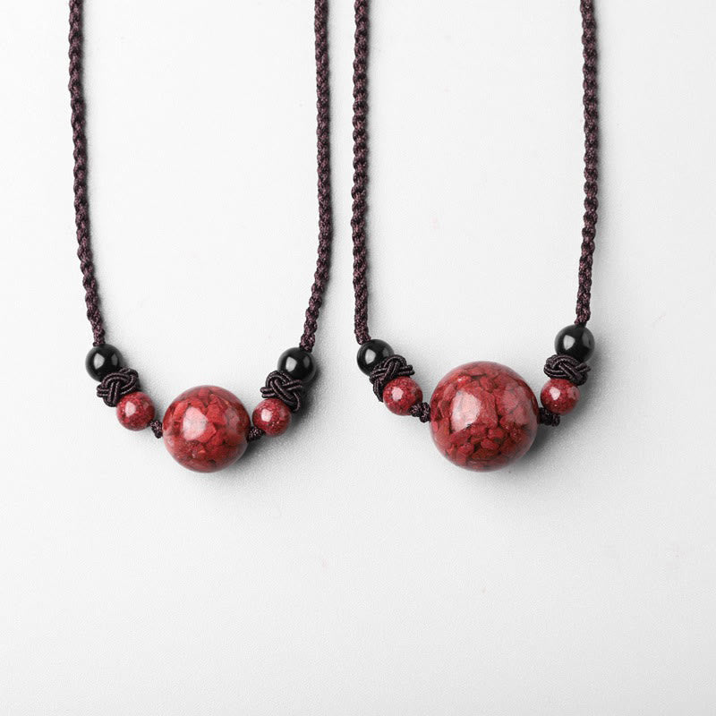 Buddha Stones Natural Cinnabar Stones Bead Blessing Necklace Pendant Necklaces & Pendants BS 13
