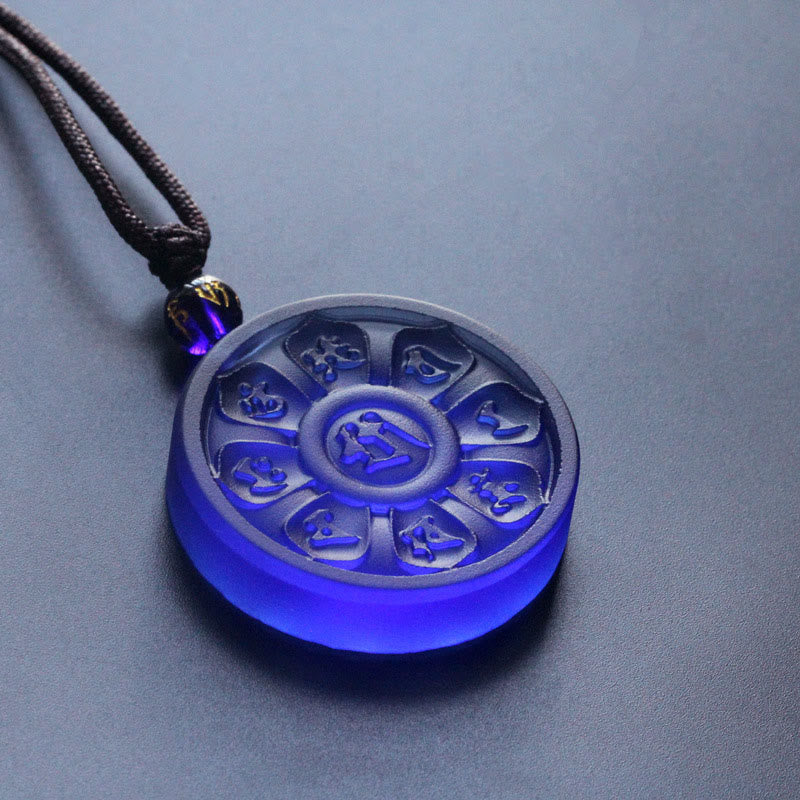 Buddha Stones Liuli Manjusri Lotus Enlightenment Necklace Necklaces & Pendants BS 1