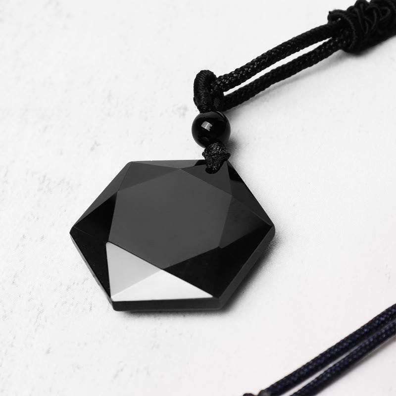 Buddha Stones Black Obsidian Talisman Purify Pendant Necklace Necklaces & Pendants BS 4