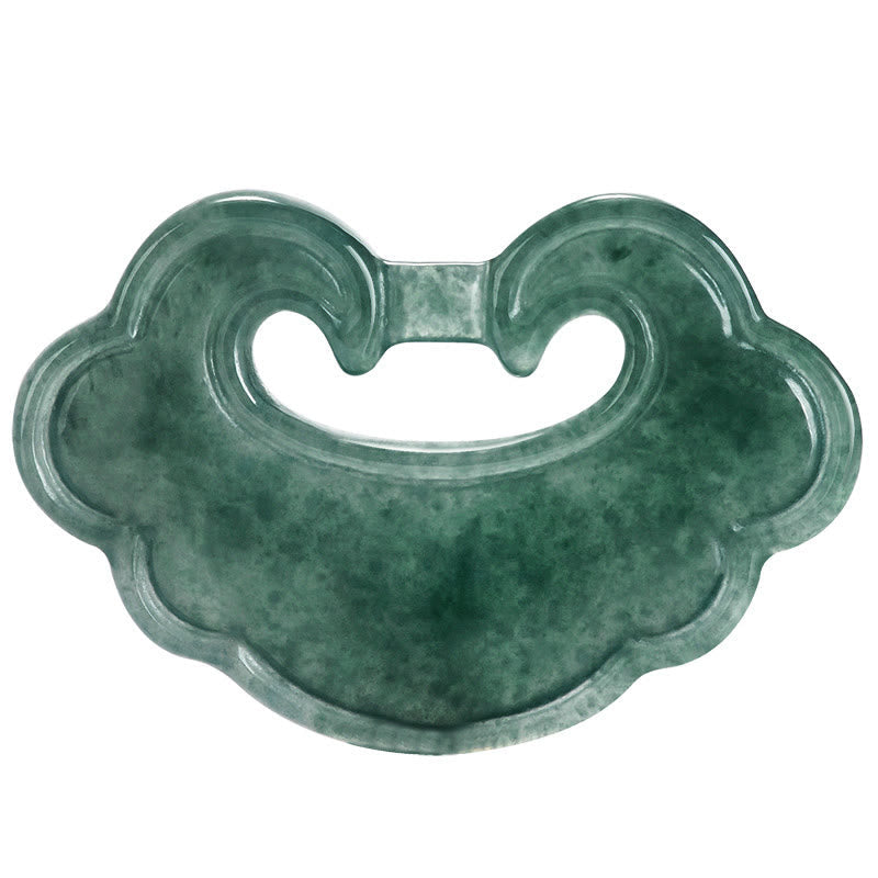 Pendentif collier porte-bonheur Foviel en jade vert naturel, motif cadenas chinois