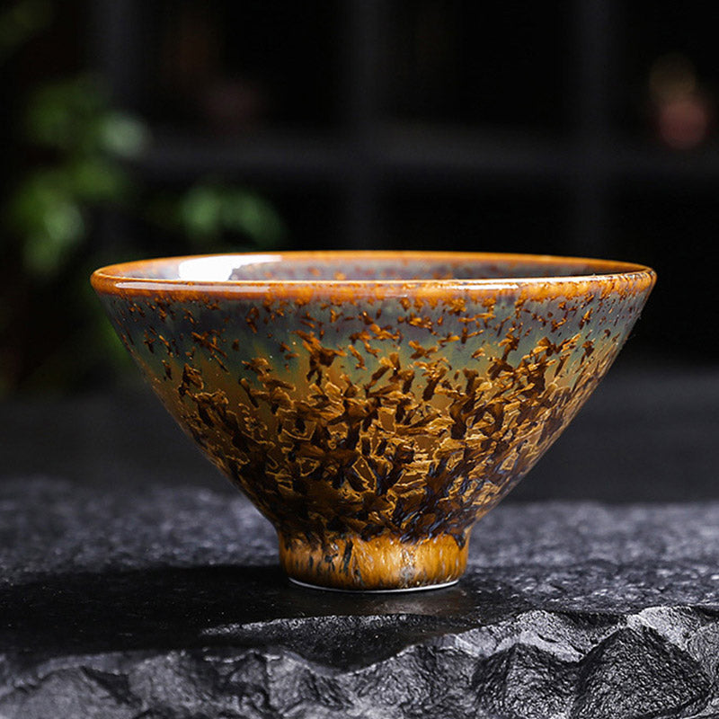 Buddha Stones Colorful Brown Ceramic Teacup Kung Fu Tea Cup Bowl Cup BS 9cm*5cm*100ml Without Gift Box