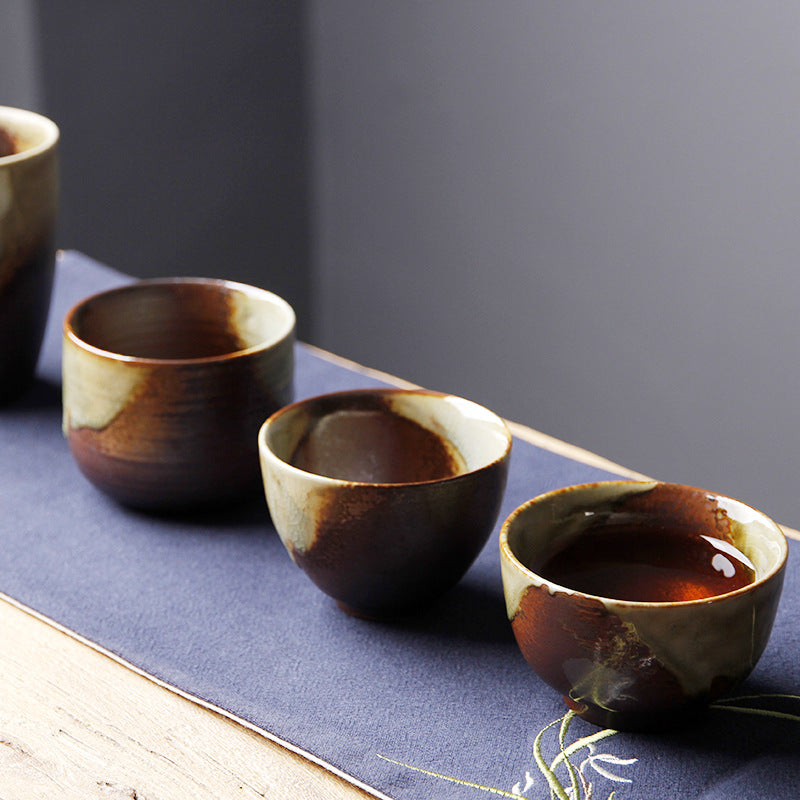 Buddha Stones Vintage Brown Beige Kiln Change Ceramic Teacup Kung Fu Tea Cup Bowl Cup BS 11