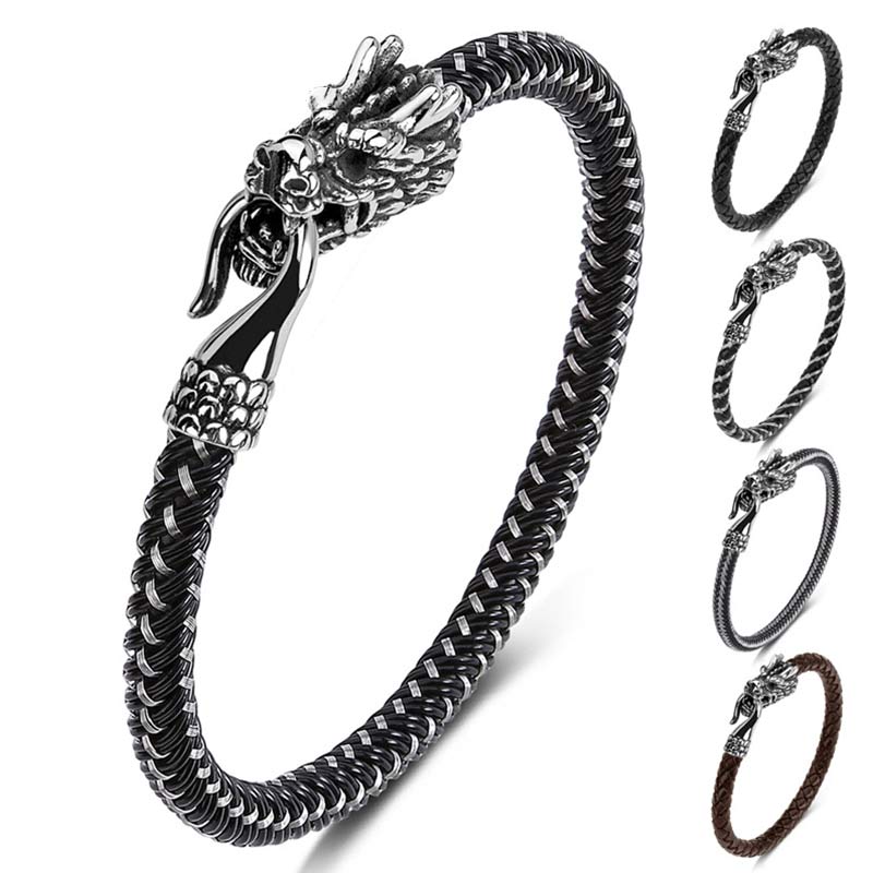 Buddha Stones Dragon Titanium Steel Protection Luck Bracelet Bracelet BS 14