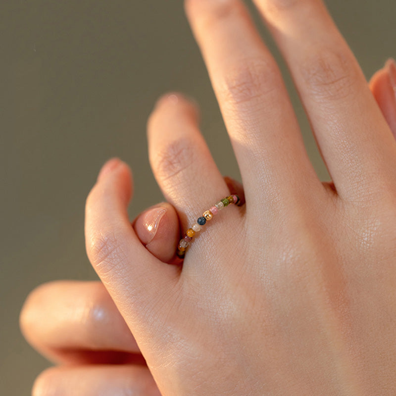 Buddha Stones Natural Tourmaline Positive Love Ring Ring BS 4