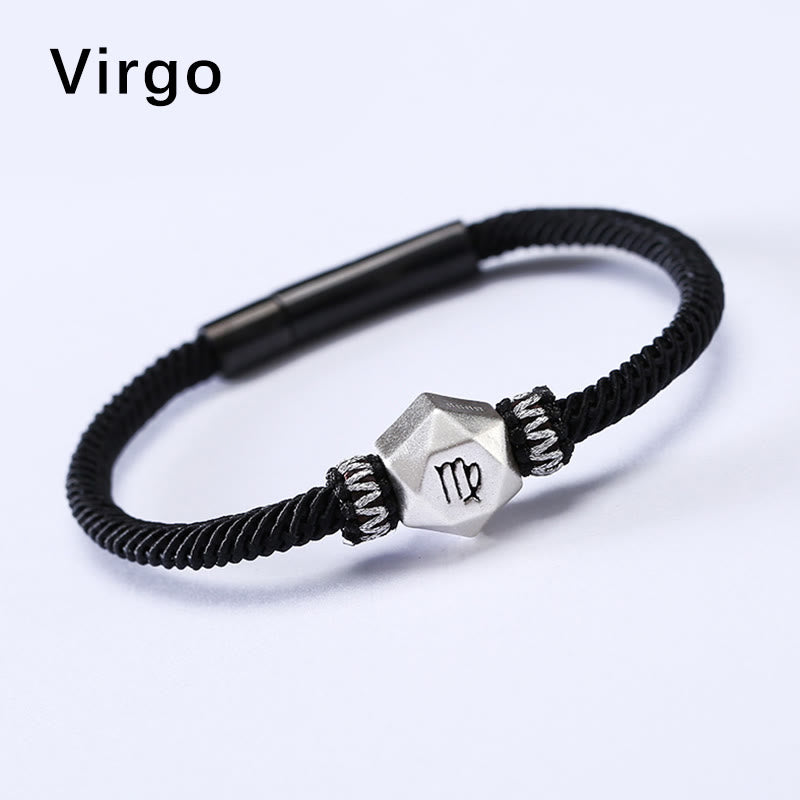 Buddha Stones 999 Sterling Silver 12 Constellations of the Zodiac Protection Handmade String Bracelet - Virgo - 19CM - image 13