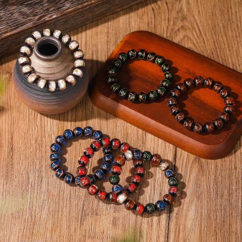 Buddha Stones Tibetan Classic Liuli Glass Bead Luck Wealth Bracelet - image 10