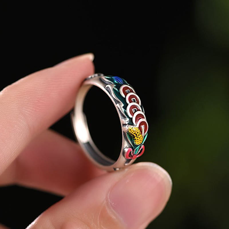 Buddha Stones Feng Shui Five Emperor Coins Wealth Ring Ring BS 3