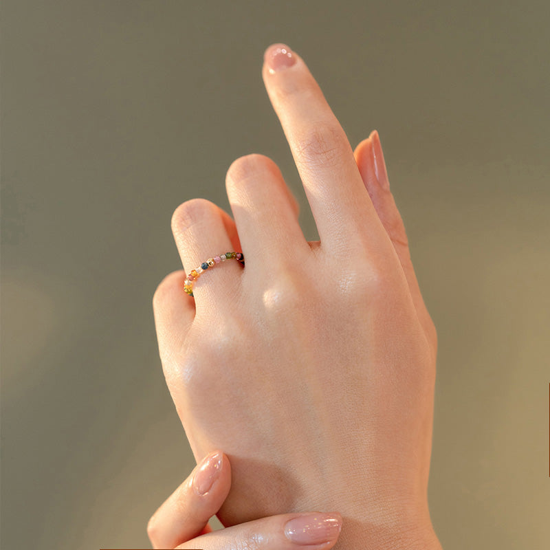 Buddha Stones Natural Tourmaline Positive Love Ring Ring BS 3
