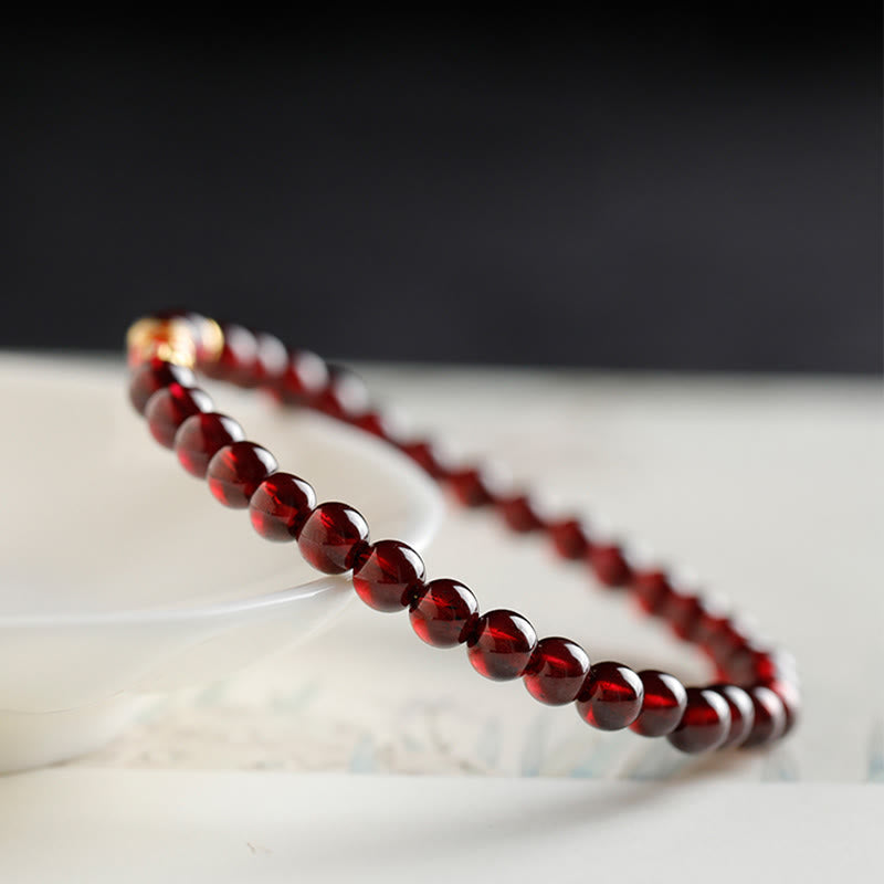 Buddha Stones 999 Gold Koi Fish Natural Garnet Protection Bracelet Bracelet BS 3